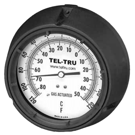 Tel-Tru Gas Actuated Thermometer, Remote Mount